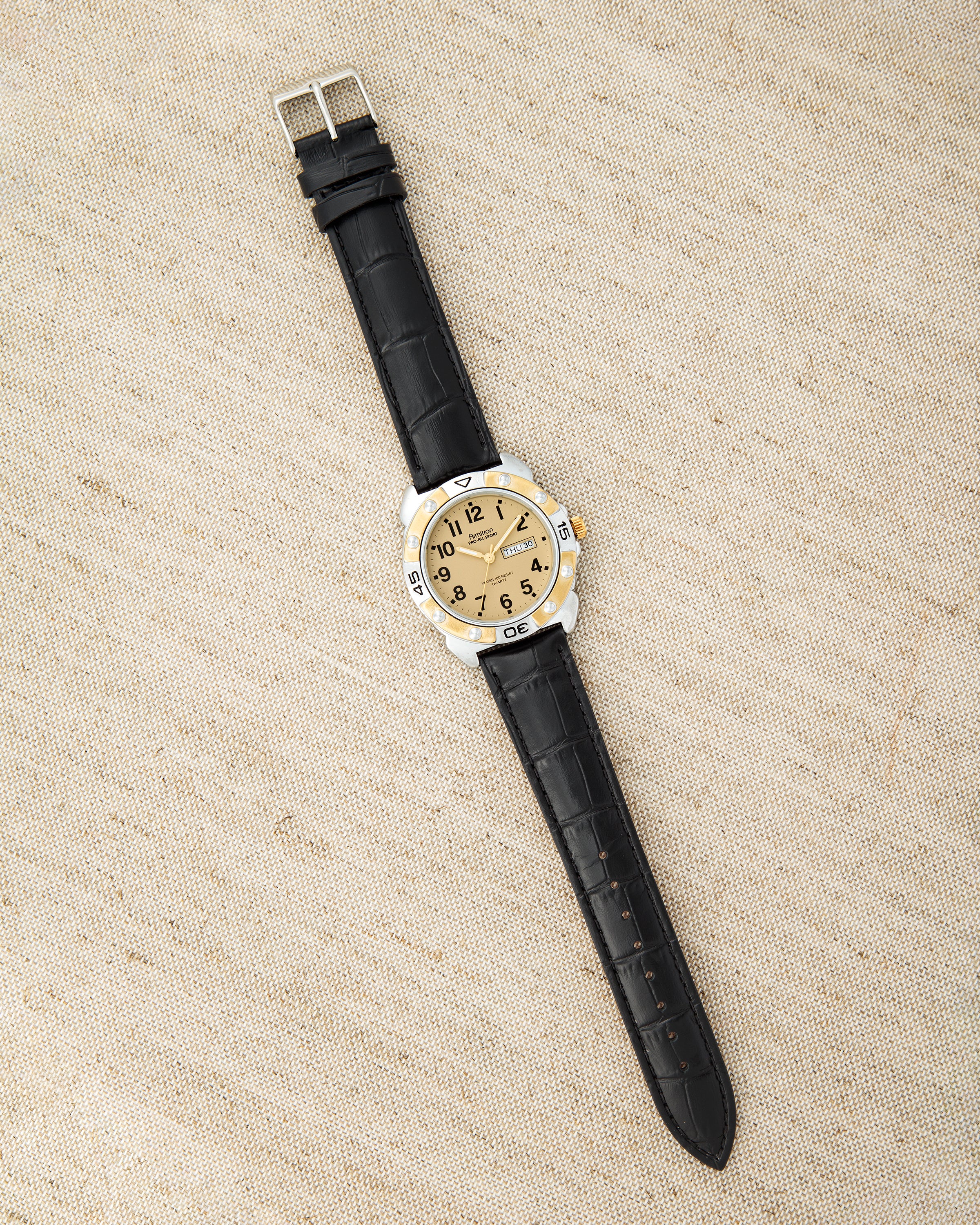 Vintage2985™ | Two-Tone Black Leather-Men-Armitron