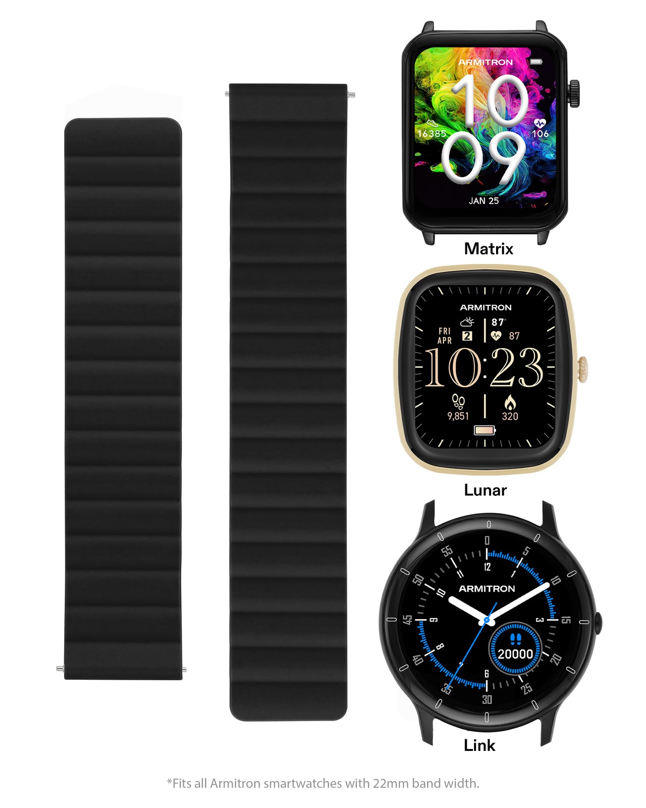 Magnetic Silicone Armitron Connect Band™ | 22mm-Smart-Armitron