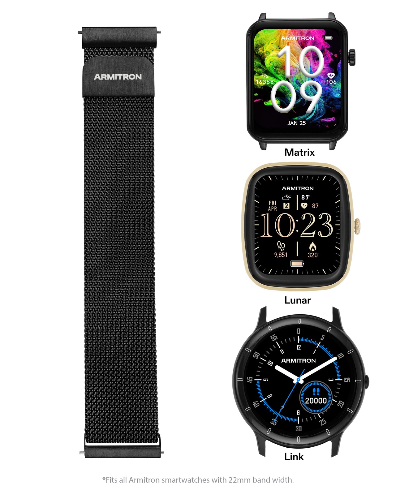 Mesh Armitron Connect Band™ | 22mm-Smart-Armitron