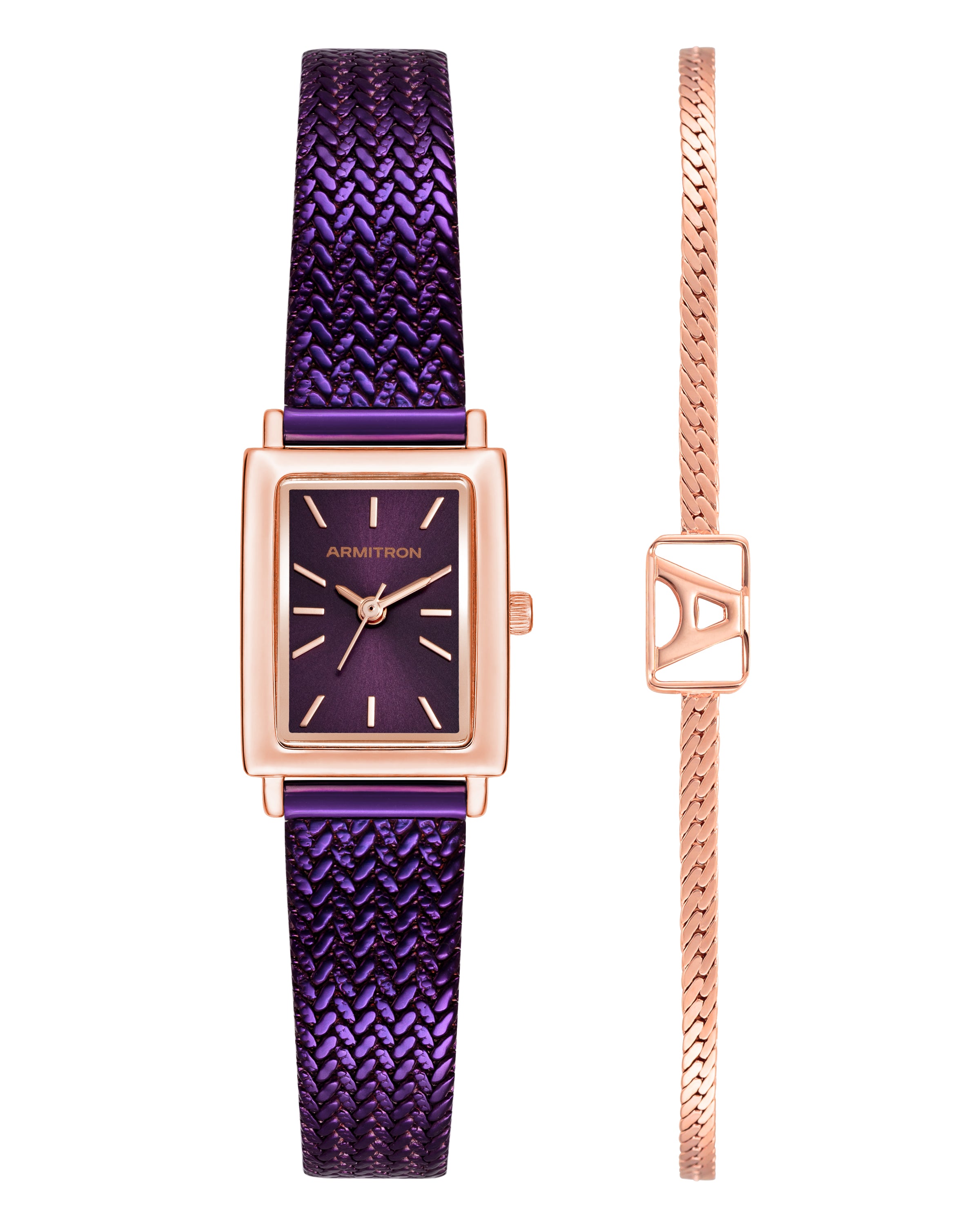 Athena Watch & Bracelet Set™ | 18mm, Plum, Gold-Women-Armitron